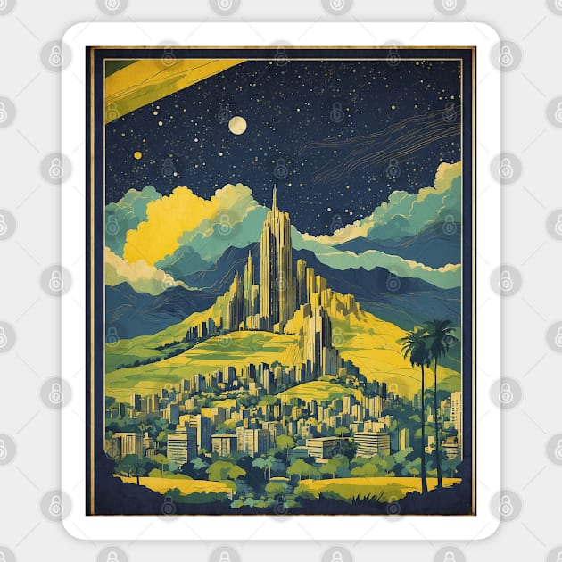 Belo Horizonte Starry Night Brazil Vintage Tourism Travel Poster Art Sticker by TravelersGems